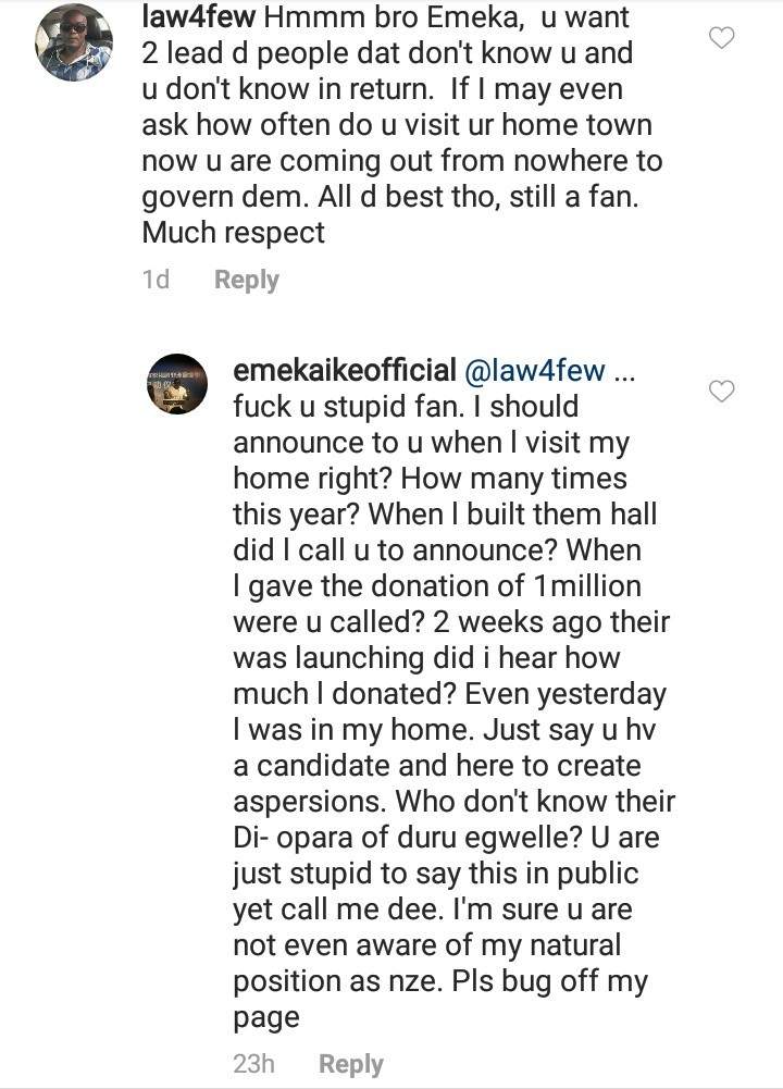 Emeka Ike Blast Several Followers Who Reacted To His Political Campaign Posts On Social Media