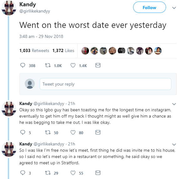 Lady narrates her worst date ever with an Igbo man in the UK