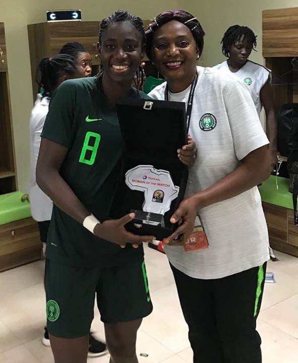 Super Falcon Asisat Oshoala Honoured With Woman Of The Match Award