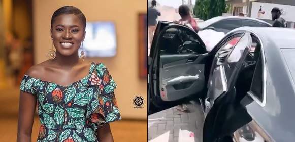 Ghanaian actress Fella Makafui gets a new car from her BF after her ex-sugar daddy collected the car he bought her (Video)