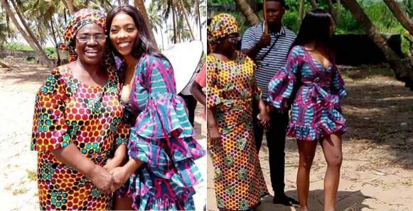 Tiwa Savage Teams Up With Veteran Actress, Iya Rainbow On Set (Photos)