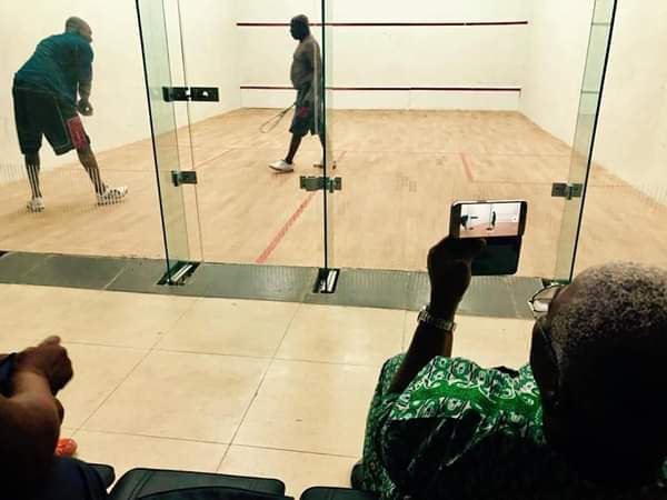 Obasanjo And Juwon His Son In Warm Embrace After A Game Of Squash