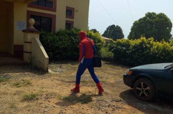 ASUU Strike: Lecturer disguises as Spider Man to attend to students