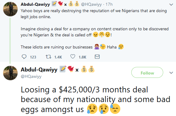 Nigerian Man blasts yahoo boys after losing a deal worth ₦154 Million
