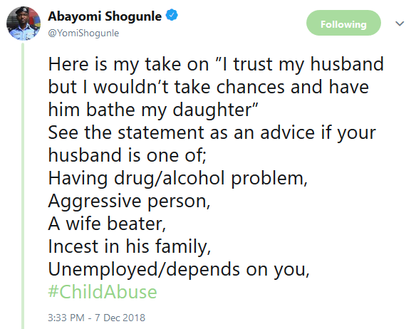 ACP Abayomi Shogunle lists the class of married men that should never be allowed to bathe their daughters