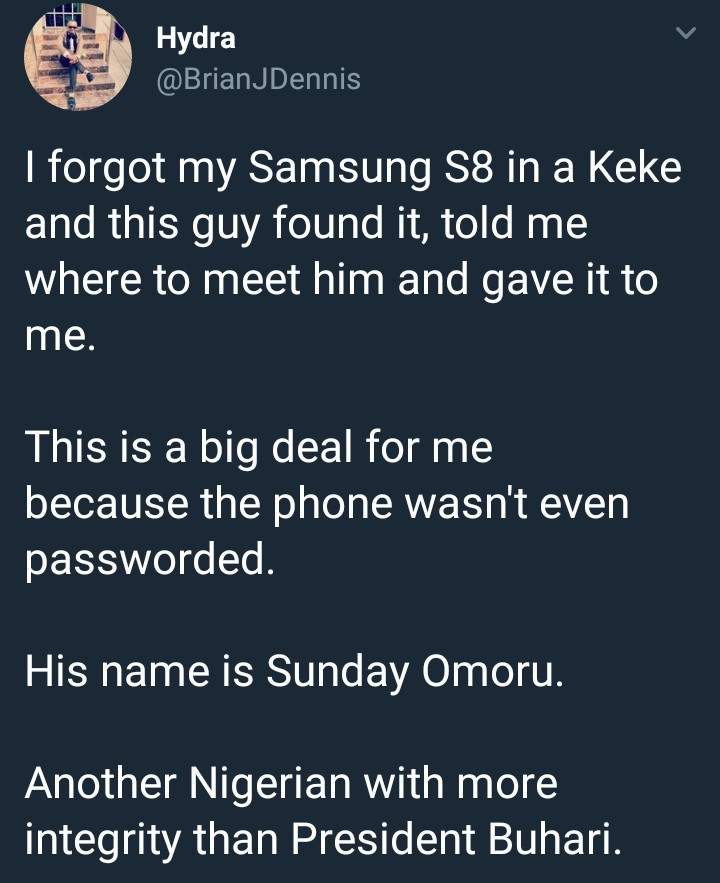 Nigerian man thanks stranger who found and returned his missing samsung galaxy s8