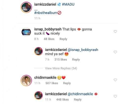 Between Kizz Daniel, Chidinma and a fan who wants to 'suck' her lips nicely