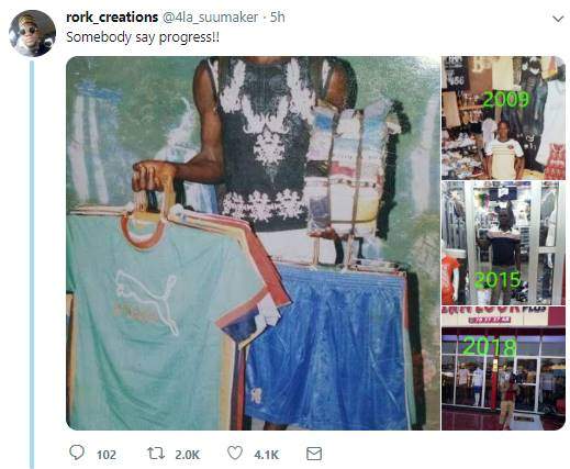 Nigerian man whose 'grass to grace' clothing business went viral, has upgraded even more (Photos)