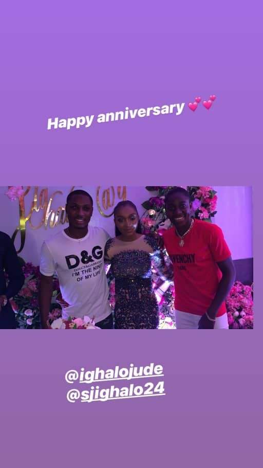 Footballer Jude Ighalo and wife, Sonia, host friends to their 9th wedding anniversary party (Photos)