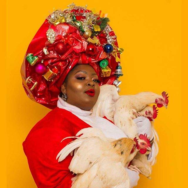 'Gele Santa' - Eniola Badmus Poses With Chickens To Celebrate Xmas