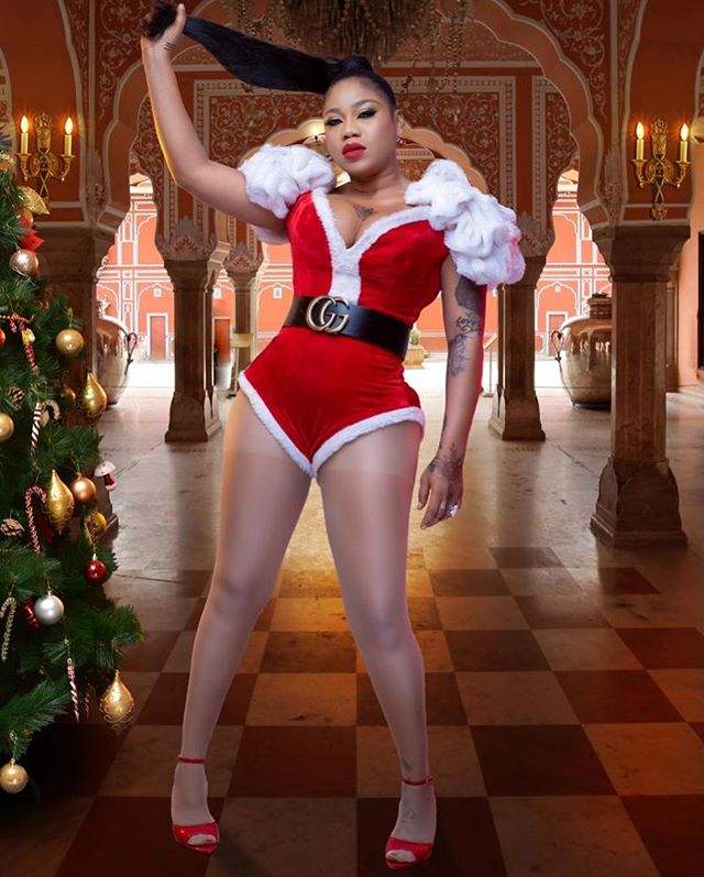 Toyin Lawani Celebrates A Sexy Xmas With Son (Photos+Video)