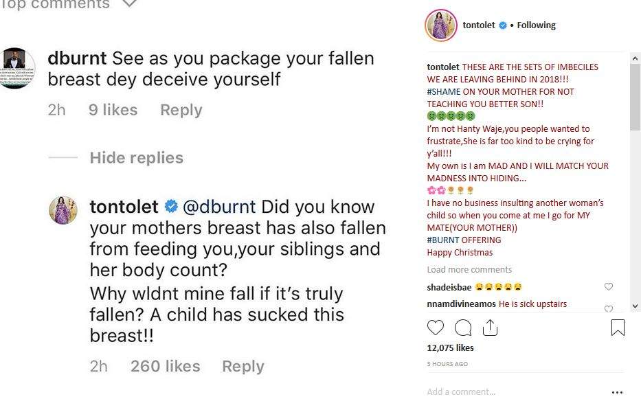 Between Tonto Dikeh and a troll who body-shame her