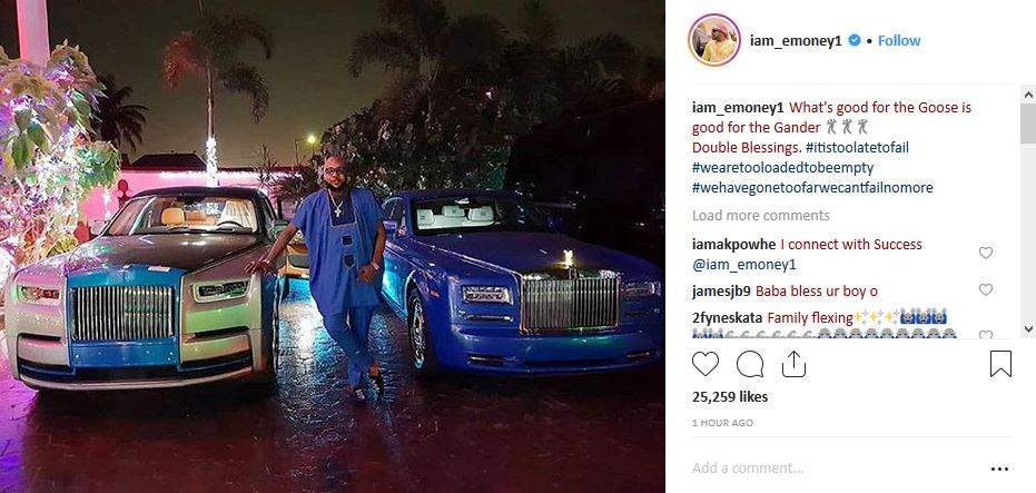 Days after buying his wife one, E-money also gets himself a Rolls Royce as Christmas gift (Photo)