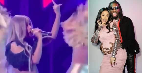 Cardi B gives her estranged husband Offset the middle finger while rapping about him on stage (Video)