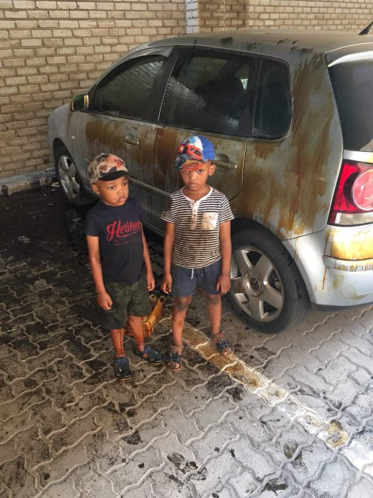 Man disappointed after his sons washed his car with engine oil (Photos)