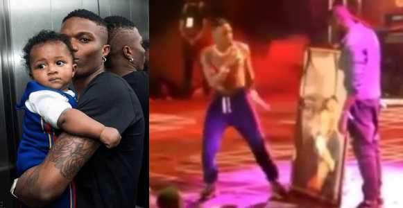 I love all my kids equally - Wizkid says as he rejects artwork at Made in Lagos concert (Video)