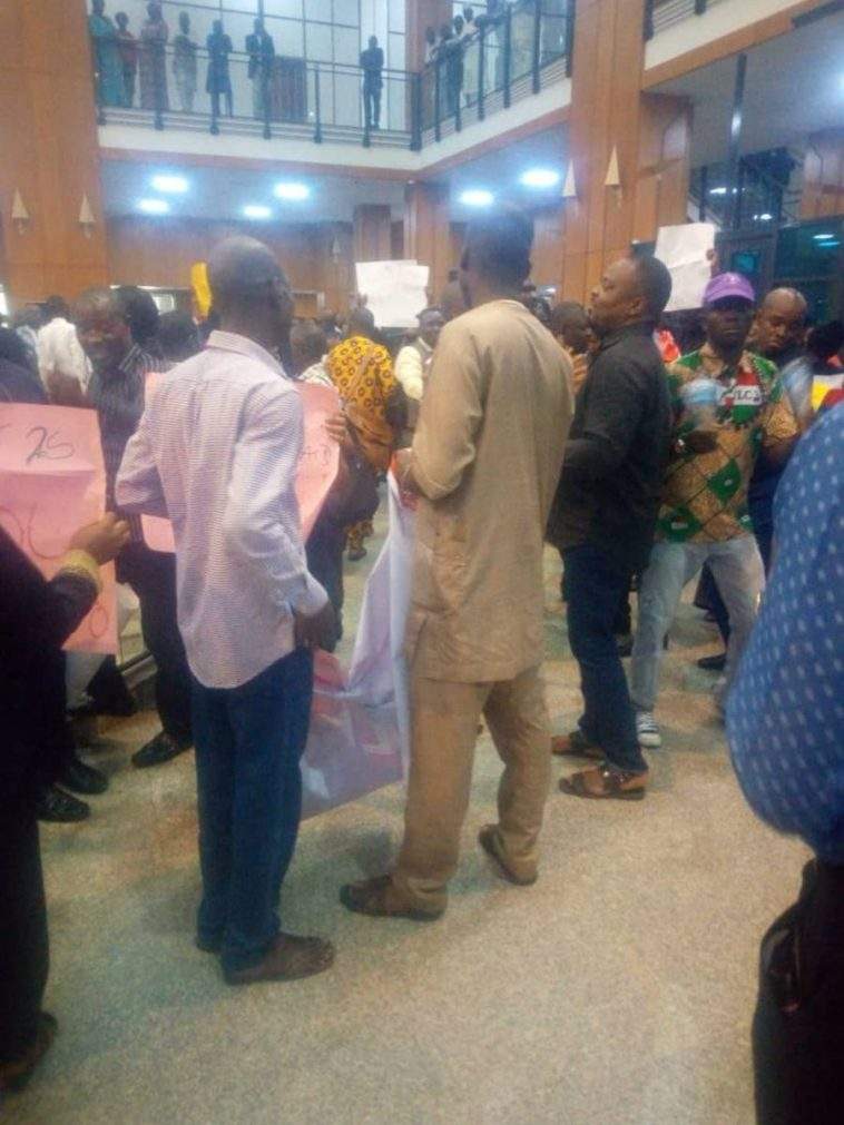National Assembly staff protest over non payment of allowances (photos)
