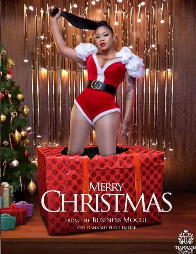 Toyin Lawani Celebrates A Sexy Xmas With Son (Photos+Video)