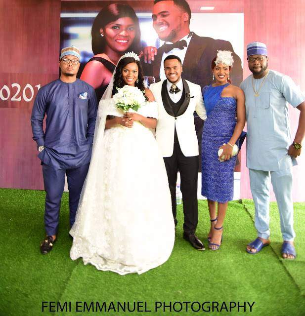 Lovely photos from Nollywood actor, Michael Okon's white wedding in Lagos