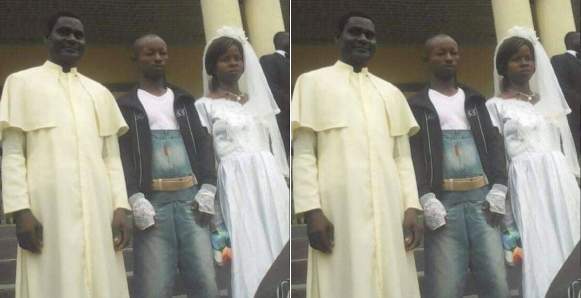 Man Wears Jeans Pinafore To Wed His Bride On Wedding Day (Photo)