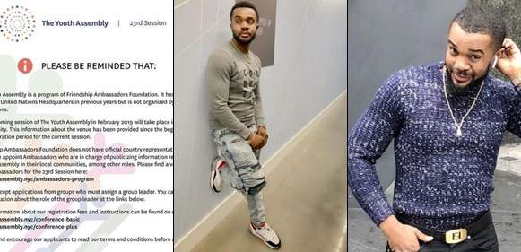 Like the UN, Youth Assembly also distances itself from Nigerian actor, Williams Uchemba over alleged fraud