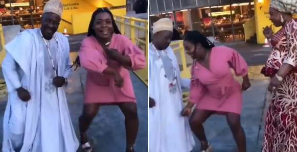 Watch trending video of Nigerian lady and her parents dancing at her graduation