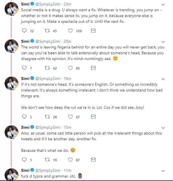 Simi weighs in on Nigerians bashing Banky W over his political ambition