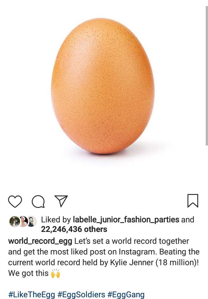 Egg breaks the record of most liked Instagram post set by Kylie Jenner