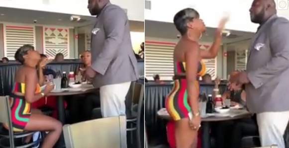 'Give Me My Phone, I'm Not Cheating On You'- Couple Fight In A Restaurant (Video)