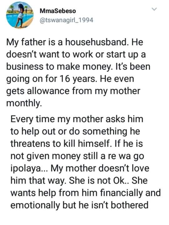 Lady Narrates How Her Father Has Been Collecting Monthly Allowance From Her Mum For 16 Years
