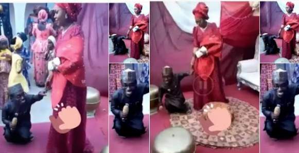 See Reactions As Nigerian Lady Weds Disabled Small-Sized Man (Video)