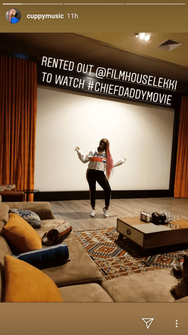 DJ Cuppy rents out Filmhouse Cinema to watch 'Chief Daddy' movie with her friends (Photos)