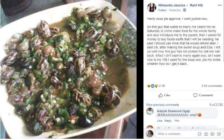 Lady Calls Out Boyfriend Who Dumped Her After She Made Okro Soup Of N10K For His Family