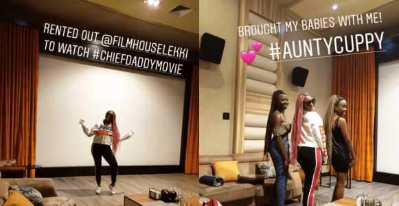 DJ Cuppy rents out Filmhouse Cinema to watch 'Chief Daddy' movie with her friends (Photos)