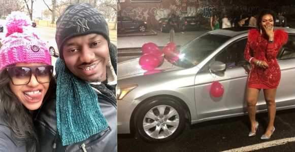Nigerian lady gets car gift after her boyfriend proposed on her birthday (photos)