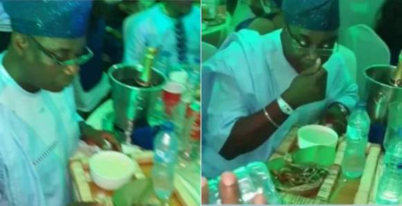 K1 De Ultimate Appreciates The Creativity As He Drinks Garri With Fried Fish At An Engagement Party (Video)