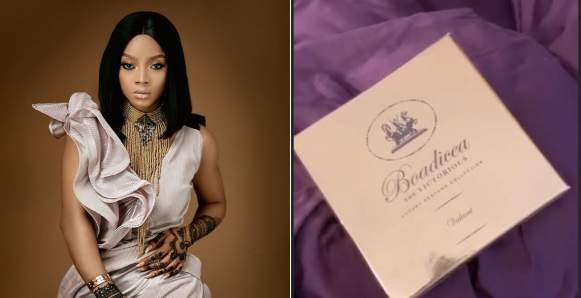 Toke Makinwa shows off the £1000 (460k) perfume she received from a secret admirer (Video)