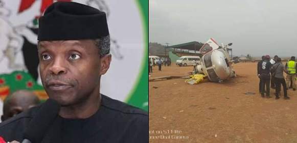 BREAKING: Osinbajo survives as helicopter crash lands