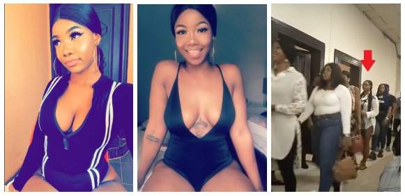 #BBNaijaAudition: Popular slay queen Simply Tacha spotted on queue; slvt-shamed by artiste manager, Gochi Lambert (Video)