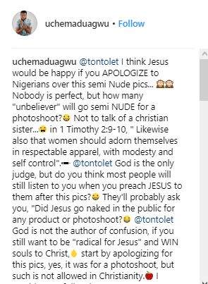 Jesus will be happy if you apologize to Nigerians over this picture - Uche Maduagwu to Tonto Dikeh