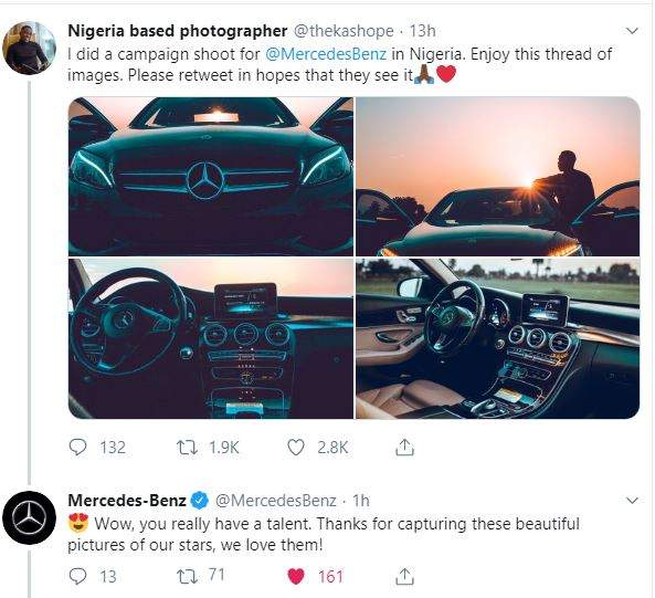 Photos: After Photo Shoot, Nigerian Photographer Gets Attention From Mercedes Benz