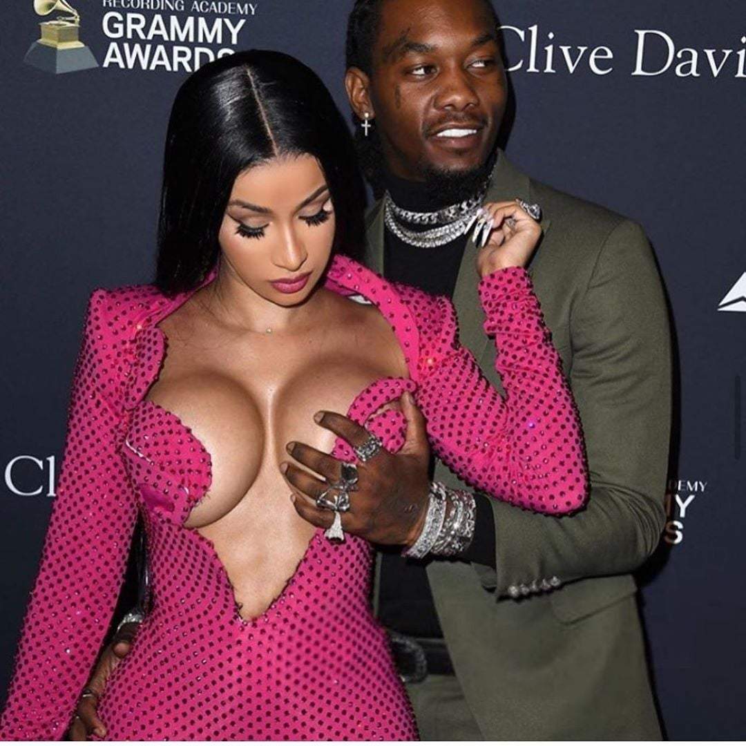 Cardi B Rescued By Offset Over Her Wardrobe Malfunction (Photo)