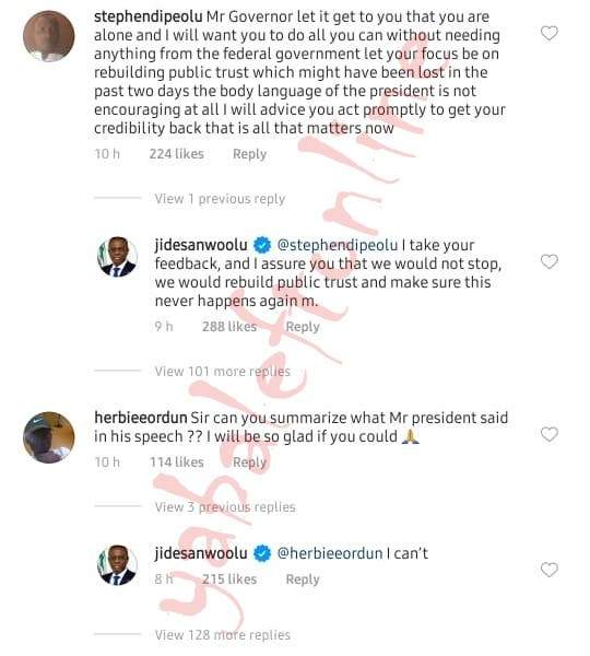 #EndSARS: Sanwo-Olu replies lady who asked him to summarize Buhari's speech