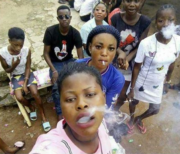 Viral Photo of Young Nigerian Girls Smoking Weed