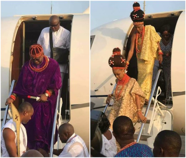 Oba of Benin arrives Abuja with his wives (Photos)