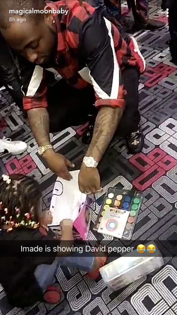 Davido and his first daughter attend Shina Peller's daughter's birthday party (Photos)