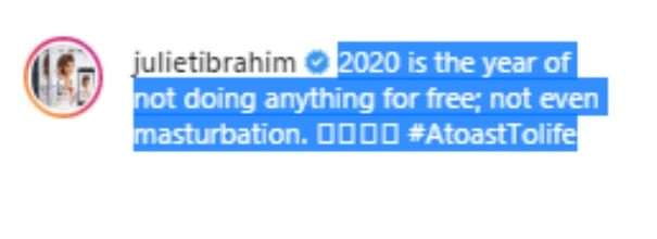 No Sex Or Masturbation For Free In 2020, Juliet Ibrahim Warns