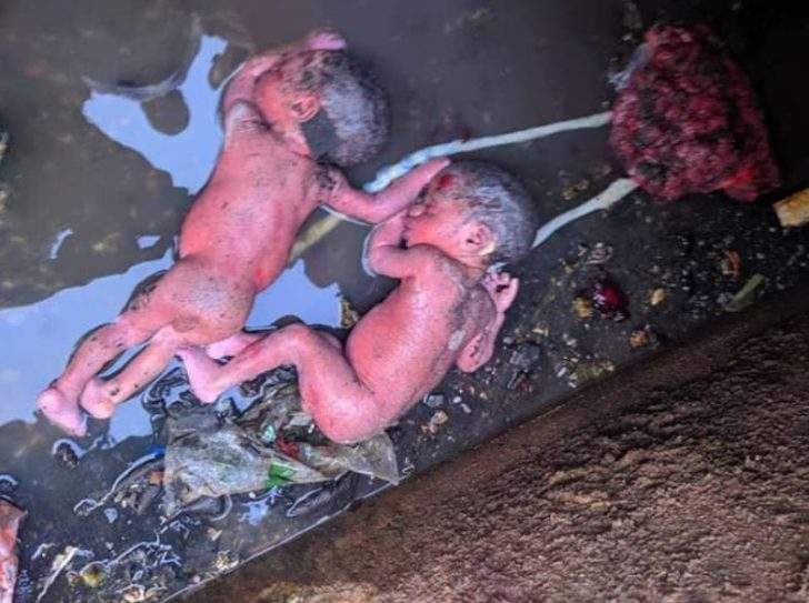 SO SAD!! Girl Gives Birth To Twins, Dumps Them Inside Gutter In Rivers (Disturbing Photo)