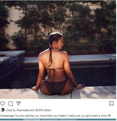 No One Watches You More Than Your Haters, Says Tiwa Savage As She Shares Half N*de Photos