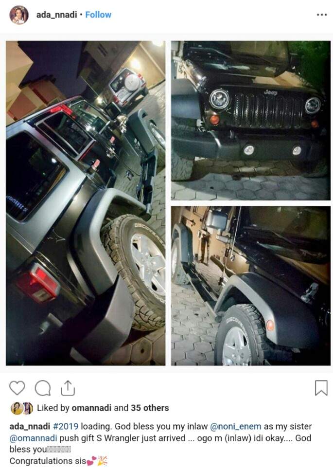 Actress Oma Nnadi Receives A Wrangler Jeep As Push Gift From Her Husband
